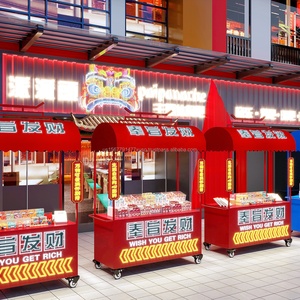 Nouveau stand de marché extérieur en acier inoxydable résistant à la rouille à 3 roues, kiosque à café de rue, stand de restauration mobile, chariot à snack, chariot à pizza - Product Image 3