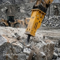 Brise-roche hydraulique HMB doté d'un boîtier renforcé et d'une technologie de durée de vie prolongée