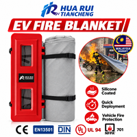 Couverture anti-feu pour véhicule en fibre de verre 6x8m, silicone double face, DIN EN13501, boîte PP, vente en gros pour les dépôts de bus électriques en Malaisie