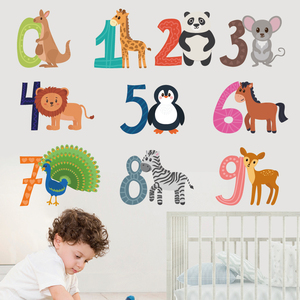 Autocollants muraux en pvc, numéro d'animaux, dessin animé éducatif <span class=keywords><strong>pour</strong></span> enfants, décoration <span class=keywords><strong>pour</strong></span> enfants, <span class=keywords><strong>maternelle</strong></span>, crèche, meilleure vente, pièces - Product Image 4