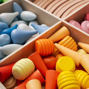 Juego de bloques de construcción de madera, 200-400 piezas, formas creativas de arcoíris para niños de 2 a 6 años, juguete unisex - Product Image 5