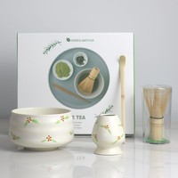 Kit Matcha Fouet CeramicTea Bowl, Fouet Cuillère Matcha Set avec 9pcs Ustensiles Accessoires Holder Accessoires