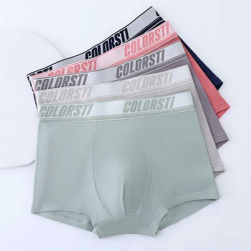 Sous-vêtements pour hommes en pur coton Caleçon confortable Logo Doux Respirant Mode Lettre Boxer Shorts Élastique
