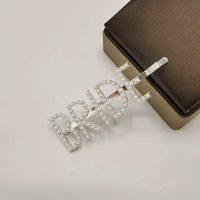 Épingles à cheveux en alliage métallique tendance avec strass en cristal, épingles à cheveux alphabet scintillantes pour accessoires de coiffure de fête