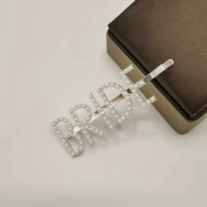 Pasadores de Pelo de Metal con Cristales de Imitación y Letras del Alfabeto, Accesorios para el Cabello para Fiestas - Product Image 4