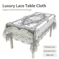 Nappe carrée blanche en dentelle faite à la main, imperméable et résistante à l'huile, personnalisable, motif floral ajouré vintage pour mariage, fête, maison