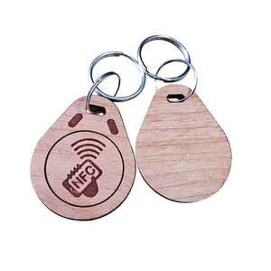 Wholesale Factory Customized Smart Access Control Key Tag Hotel Door Key Card Wooden NFC Key Chain