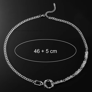 Irregular Design Blackstone Titanium Steel <b>Ring</b> Splicing <b>Necklace</b> Tanjing - Product Image 4