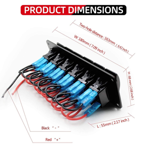 Panel de interruptores basculantes de aluminio con iluminación LED de 4/6/8 posiciones, 12V/24V, función de encendido/apagado <span class=keywords><strong>para</strong></span> coche, barco, camión, Jeep, RV - Product Image 5