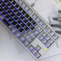 Lot de touches de clavier transparentes grises avec code d'erreur, profil Cherry, impression UV, pour clavier mécanique de jeu, personnalisable DIY