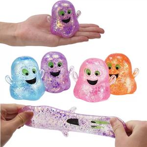 Botu Popular 12 piezas/caja Juguetes Blandos de Halloween, Lindos Fantasmas Sensoriales Antiestrés, Juguetes Blandos de Maltosa con Purpurina de Ascenso Lento - Product Image 3
