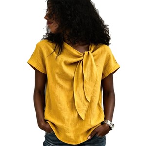 2026 European and American summer new women's clothing design sense cotton and linen short sleeved fashionable casual <b>top</b> - Product Image 1