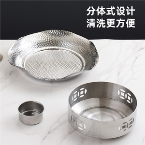 Three Layer Stainless Steel Hammered Dry Pot 2L Round Durable Commercial Grade Hot Pot - Product Image 5