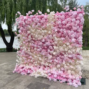 Wedding Decorations White Pink Purple Flower Wall Panels 5D Customized 8ft x 8ft Silk Artificial flower wall backdrop