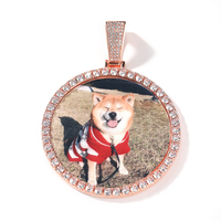 Collar con colgante de foto grande de gran tamaño, nombre grabado personalizado, Iced CZ, estilo Hiphop, joyería de memoria, regalos de circón principal