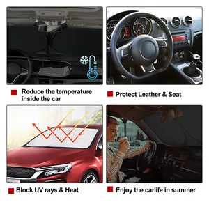 Özel baskılı promosyon hediye katlanabilir araba pencere güneşlik kapak kalkanı ön cam araba güneşliği araba UV ışınları için