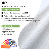 Tissu en maille à œil de perdrix 100% polyester en stock, 150 g/m², 180 g/m², évacuation de l'humidité, absorbant la transpiration, pour maillot de football