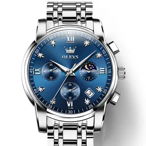 OLEVS Classic Men's Watch, Luxury Business Dress Watch with Date , Flywheel Multifunction Luminous Men Stainless Steel Watches