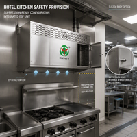 Hotte de ventilation commerciale de qualité hôtelière avec système d'extinction d'incendie, unité ESP intégrée pour lignes de cuisson multi-sites