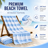 Extra Large Tropical Striped Microfiber Beach Towel-Super Soft Thick Terry