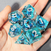 Jeu de dés MINI PLANET DND Blue Dragon Eye Liquid Core Dice RPG Donjons & Dragons Vente en gros de dés en résine polyédrique personnalisés faits à la main