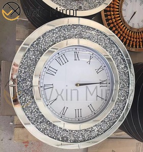Luxury Elegant Modern Silver Crushed Diamond Mirror Hanging Wall <strong>Clock</strong> Needle Display <strong>for</strong> Weddings Back to <strong>School</strong> &amp; Easter - Product Image 4