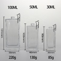 Flacon de parfum rectangulaire transparent vide d'origine, format voyage, 20 ml, 30 ml, pour homme