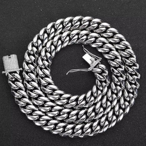 Chaîne cubaine YYN Monaco pour homme, style hip-hop, 6-18 mm, en acier inoxydable plaqué or, style Miami, sertie de pierres. - Product Image 2