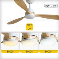 Moteur à courant continu ventilateur de plafond à trois pales en bois massif 5 vitesses télécommande réglable ventilateur de plafond Led électrique avec lumière