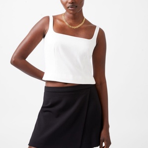 Top de Punto con Cuello Cuadrado para Mujer, Pure Allure, Manga Corta, Transpirable, Elástico, con Logotipo Personalizado, Moderno, Sexy, Informal - Product Image 5