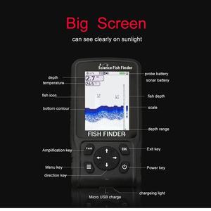 Large <b>Screen</b> Display 200m Long-Range Sonar Fish Finder Waterproof IPX-5 Lithium Battery Sunlight Visual - Product Image 5