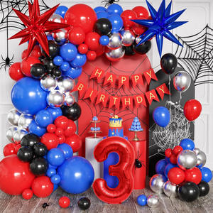 Nouvel ensemble d'<span class=keywords><strong>arche</strong></span> de ballons en latex <span class=keywords><strong>Spiderman</strong></span> crossover rouge, bleu et noir, motif animal de dessin animé extraterrestre pour anniversaire, camping - Product Image 1