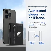 RFID untuk pemegang kartu Pop & untuk Airtag casing aluminium minimalis dompet Mini ramping untuk pria pemegang kartu kredit PU pelacak Tag udara