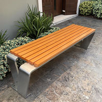 Bancs de jardin modernes en acier inoxydable, chaises populaires pour entrées et parcs, bancs métalliques à cadre en V