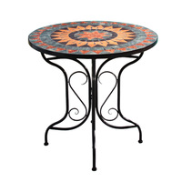 Ensemble de table et chaises de balcon décontractées en fer forgé mosaïque (3 pièces) pour l'exportation – Meubles de bar et de café