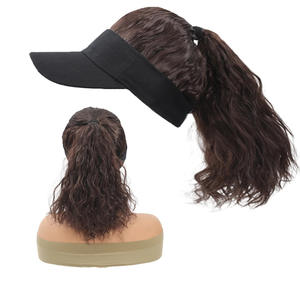 时尚女孩时尚可拆卸遮阳帽长卷发女假发帽子 - Product Image 4