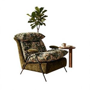 Sillón decorativo estampado, sillón tapizado, sofá individual de descanso con patas de metal para sala de estar - Product Image 5