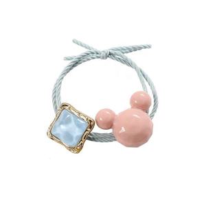 2024 귀여운 여자 여자 헤어 액세서리 여름 매듭 탄성 크리스탈 스톤 헤어 고무 밴드 로프 링 마우스 귀 만화 헤어 타이 - Product Image 4