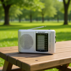 Radio portátil Kooltech, receptor mundial de 8 bandas, 23x15,5x7 cm, plateado y negro - Product Image 3