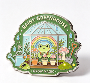 Custom Enamel Frog Greenhouse <b>Pin</b> Metal Brooch Personalized Lapel <b>Badge</b> Rainbow Garden Gift Collectible - Product Image 3