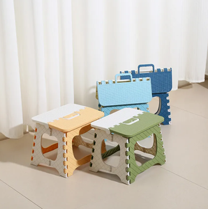 Modern Foldable <b>Plastic</b> <b>Stool</b> with Polka Dot Design in Green Blue Orange for Home Use As <b>Stool</b> and Ottoman - Product Image 5