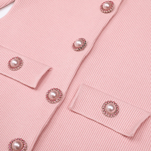 Nuovo Abito Elegante da Donna in <span class=keywords><strong>Maglia</strong></span> Autunno 2025, Manica Lunga con <span class=keywords><strong>Bottoni</strong></span> in Strass, <span class=keywords><strong>Vestito</strong></span> Maglione alla Moda con Cintura - Product Image 4