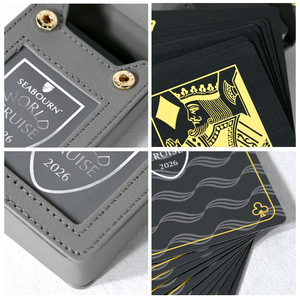 Custom <b>Playing</b> <b>Cards</b> Black Coated Paper 57x87mm Leather Gift Box Printed Logo Chess <b>Card</b> Entertainment - Product Image 4