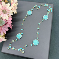 Collier en pierre naturelle CH-LAN2152, collier vintage en turquoise, collier en pierre précieuse turquoise ronde/ovale, bijoux en gros