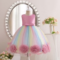 Promotion : Robe de soirée pour filles, style robe de bal, en tulle fleuri avec grand nœud, pour demoiselle d'honneur de mariage et demoiselle d'honneur d'enfants