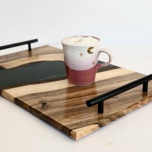 Bandeja para servir de madera de Río y mango de resina epoxi DIY al por mayor con mango de metal, utensilios de cocina para hoteles y restaurantes, bandeja para mesa de centro - Product Image 5