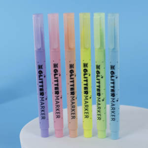 Stylo surligneur liquide mini multicolore personnalisé, pointe pinceau oblique, fournitures scolaires, emballage en vrac - Product Image 2