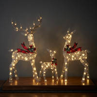 Figura de Reno Navideño con Luces LED, Decoración de Reno con Pedrería, Bufanda de Felpa, Decoración Navideña para Mesa y Hogar