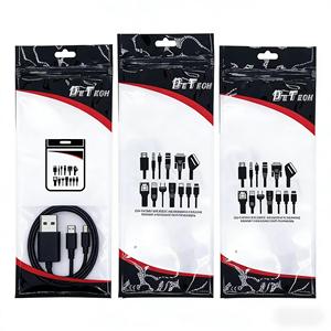 Sac à fermeture éclair en plastique transparent personnalisé, imprimé, thermosoudé sur 3 côtés, pochette plate à fermeture éclair pour accessoires de téléphone portable, emballage de câble USB - Product Image 1