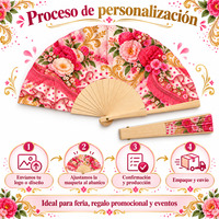 Éventail en bois souvenir espagnol 23 cm de haute qualité rose rose Éventail de la fiesta patronale espagnole Flamenco